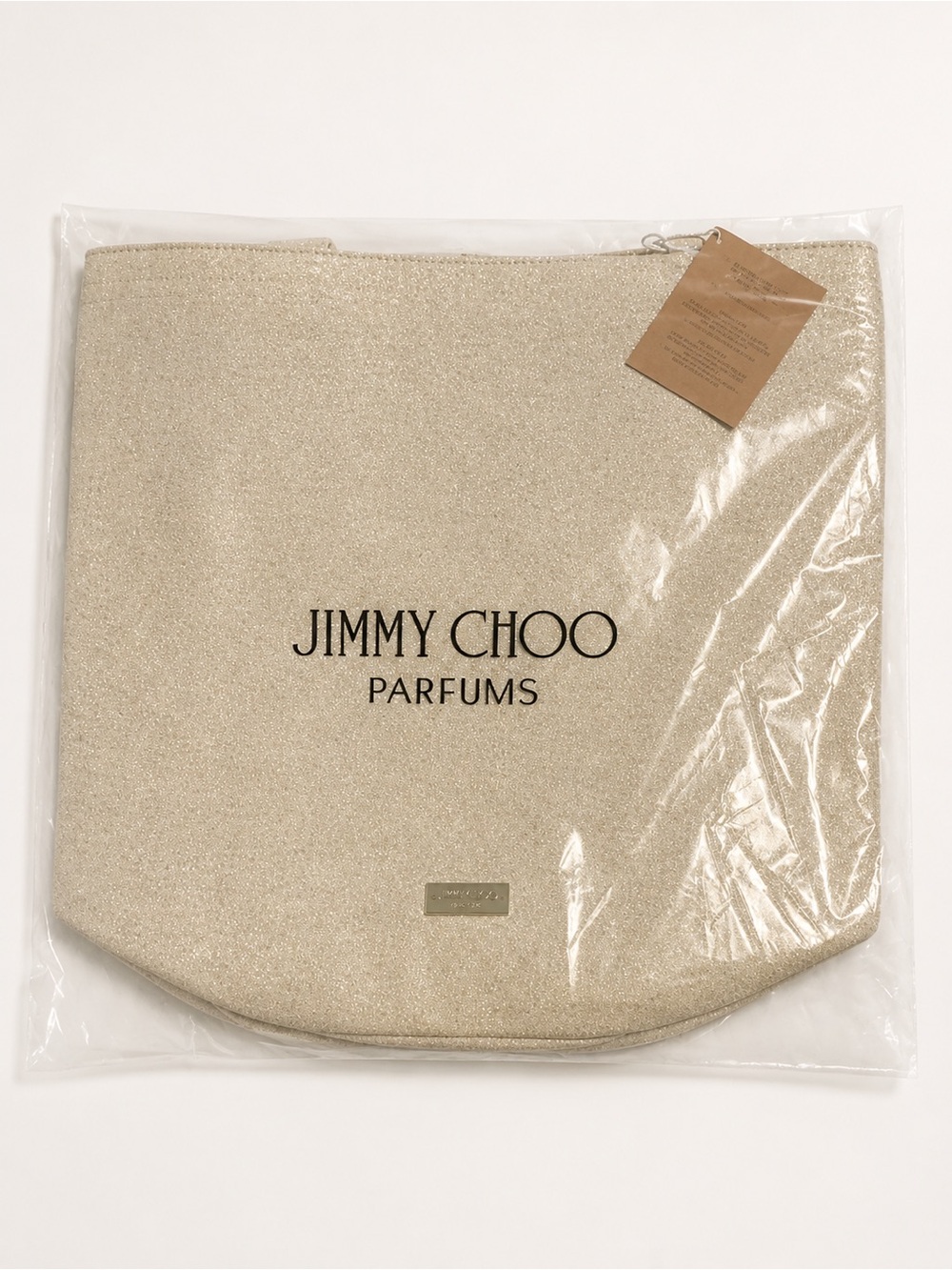 NWT Jimmy Choo Parfums Champagne Gold Glitter Tote Bag Sealed - Picture 2 of 4